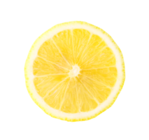 Top view of beautiful yellow lemon half isolated with clipping path in png file format