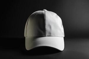AI generated Baseball cap on a black background with reflection. Black and white. photo