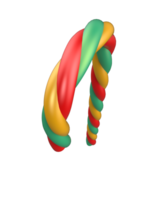 Striped candy cane isolated on background. 3d rendering - illustration png