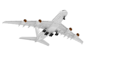 Flying airplane isolated on background. 3d rendering - illustration png