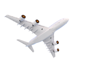 Flying airplane isolated on background. 3d rendering - illustration png