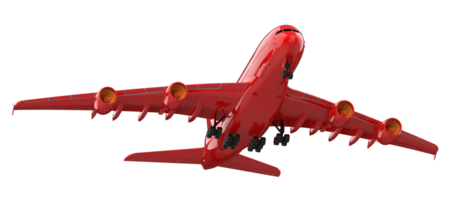 Flying airplane isolated on background. 3d rendering - illustration png