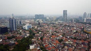 Aerial view of Jakarta, Indonesia from drone. photo