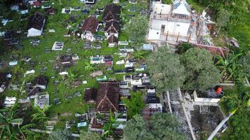 Aerial photo of Eyang Gedong's grave in Mindi, Klaten, Central Java, Indonesia.