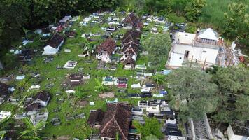 Aerial photo of Eyang Gedong's grave in Mindi, Klaten, Central Java, Indonesia.