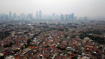 Aerial view of Jakarta, Indonesia from drone. photo