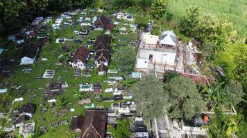 Aerial photo of Eyang Gedong's grave in Mindi, Klaten, Central Java, Indonesia.