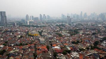 Aerial view of Jakarta, Indonesia from drone. photo