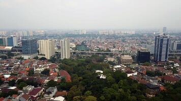 Aerial view of Jakarta, Indonesia from drone. photo