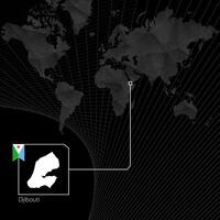 djibouti en negro mundo mapa. mapa y bandera de Yibuti. vector