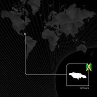 Jamaica on black World Map. Map and flag of Jamaica. vector