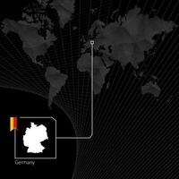 Germany on black World Map. Map and flag of Germany. vector