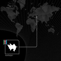 azerbaiyán en negro mundo mapa. mapa y bandera de azerbaiyán vector