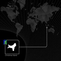 Christmas Island on black World Map. Map and flag of Christmas Island. vector