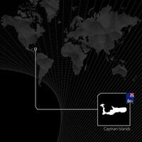 caimán islas en negro mundo mapa. mapa y bandera de caimán islas vector