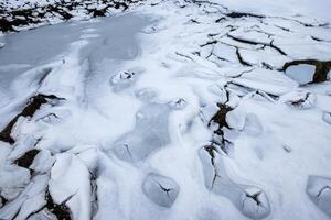 Ground on glacier is explosion and broken photo