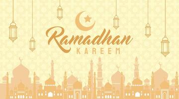 Vector Ramadan Kareem Background with Seamless Pattern