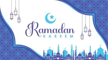 Vector Ramadan Kareem Background with Seamless Pattern