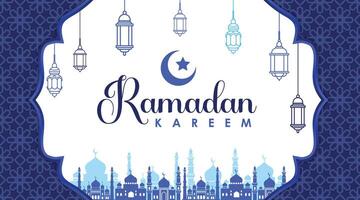 Vector Ramadan Kareem Background with Seamless Pattern