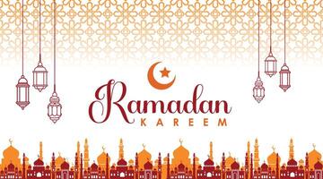 Vector Ramadan Kareem Background with Seamless Pattern