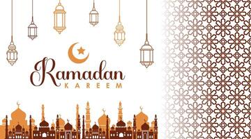 Vector Ramadan Kareem Background with Seamless Pattern