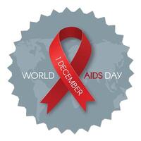 World AIDS Day sticker with a red ribbon. Print template design. A vector flat illustration.