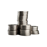 AI generated Silver coin stack isolated on transparent background png