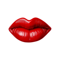 ai generado hembra rojo labios cortar fuera en transparente antecedentes png