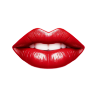 ai generado hembra rojo labios cortar fuera en transparente antecedentes png