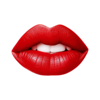 ai generiert weiblich rot Lippen Schnitt aus auf transparent Hintergrund png