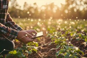 AI generated technology in farming, Precision farming system uses artificial intelligence to optimize crop yields photo