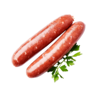 AI generated Row uncooked sausage's isolated on transparent background png