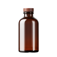 AI generated Empty brown glass medical bottle png isolated on transparent background