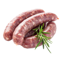 ai généré rangée non cuit saucisses isolé sur transparent Contexte png