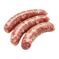 ai généré rangée non cuit saucisses isolé sur transparent Contexte png