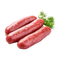 AI generated Row uncooked sausage's isolated on transparent background png