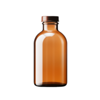 AI generated Empty brown glass medical bottle png isolated on transparent background
