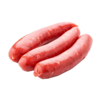 ai généré rangée non cuit saucisses isolé sur transparent Contexte png