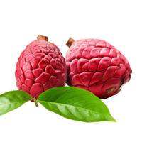 AI generated Red custard apple with leaves png isolated on transparent background