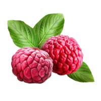AI generated Red custard apple with leaves png isolated on transparent background
