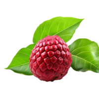 AI generated Red custard apple with leaves png isolated on transparent background