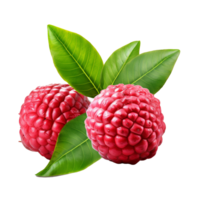 AI generated Red custard apple with leaves png isolated on transparent background