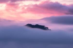 Colorful fog on mountain photo