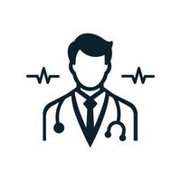 Doctor icon. Doctor with stethoscope icon. Isolated vector on white background.