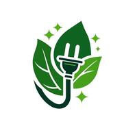 Eco green electric plug icon. Vector illustration