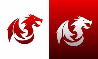 graphic vector illustration of logo symbol template of a dragon with gradient red wings