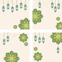 isamic traditional geometric ornament background set vector