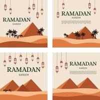 ramadan background set with pyramid illustration  for your social media vector