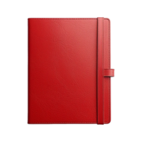 AI generated Red leather notebook isolated on transparent background png