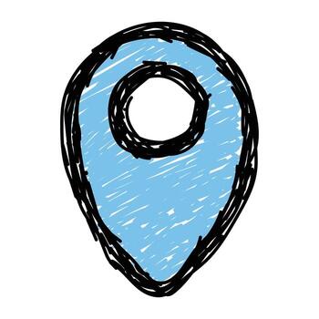 Pin icon. User interface concept. Pin doodle hand drawn icon. User interface icon hand drawing sketch symbol vector